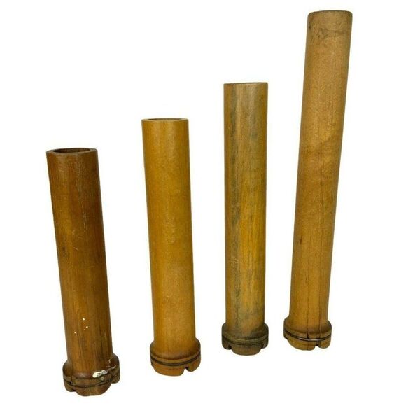 Vintage Wooden Industrial Bobbin Thread Textile Spools Quills Lot of 7 Rustic - Picture 2 of 7